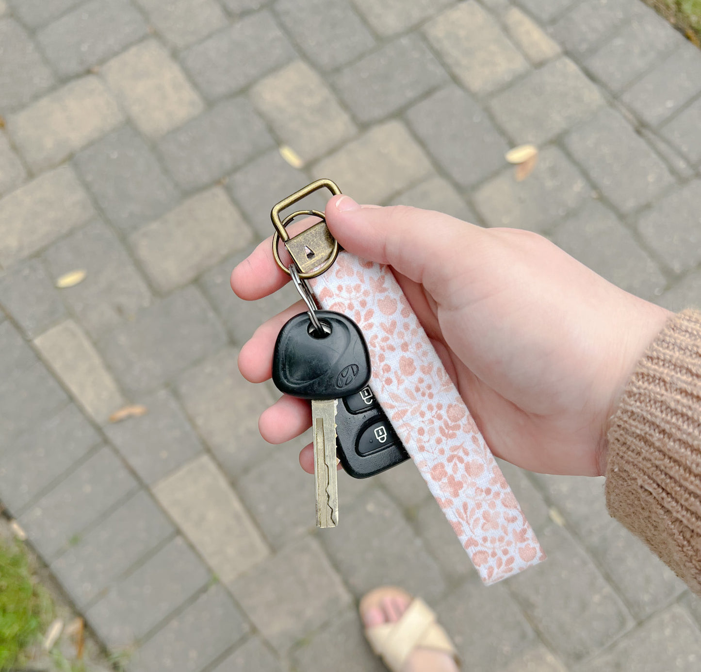 Pink Floral Keychain, Floral-Inspired Keychain