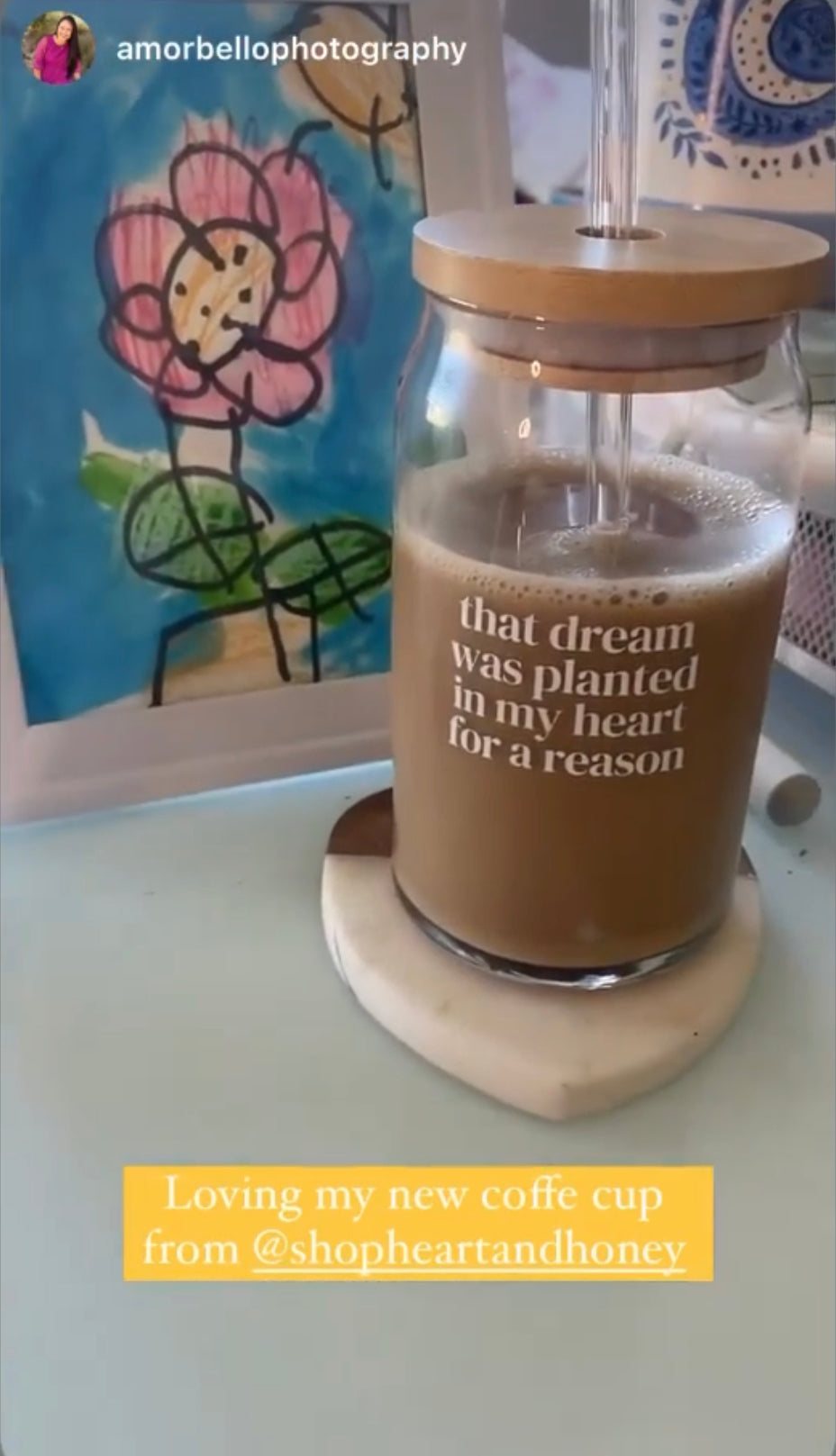 That Dream Was Planted In My Heart For A Reason, 16 oz Can Glass Tumbler, Iced Coffee Glass, Affirmation Inspired Glassware
