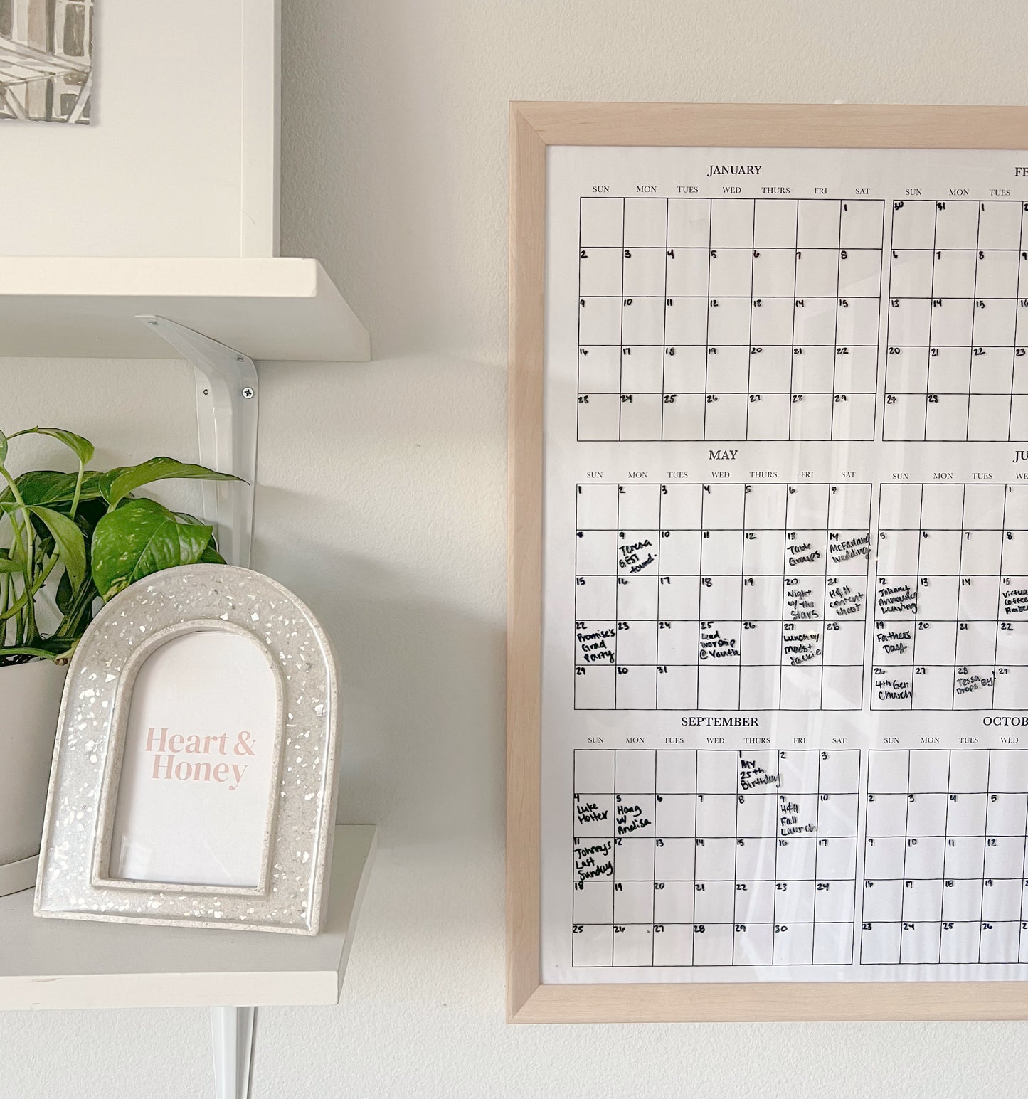 Year-At-A-Glance Wall Calendar, Minimalist Year Wall Calendar for Home or Office, Easy Set Up Digital Printable