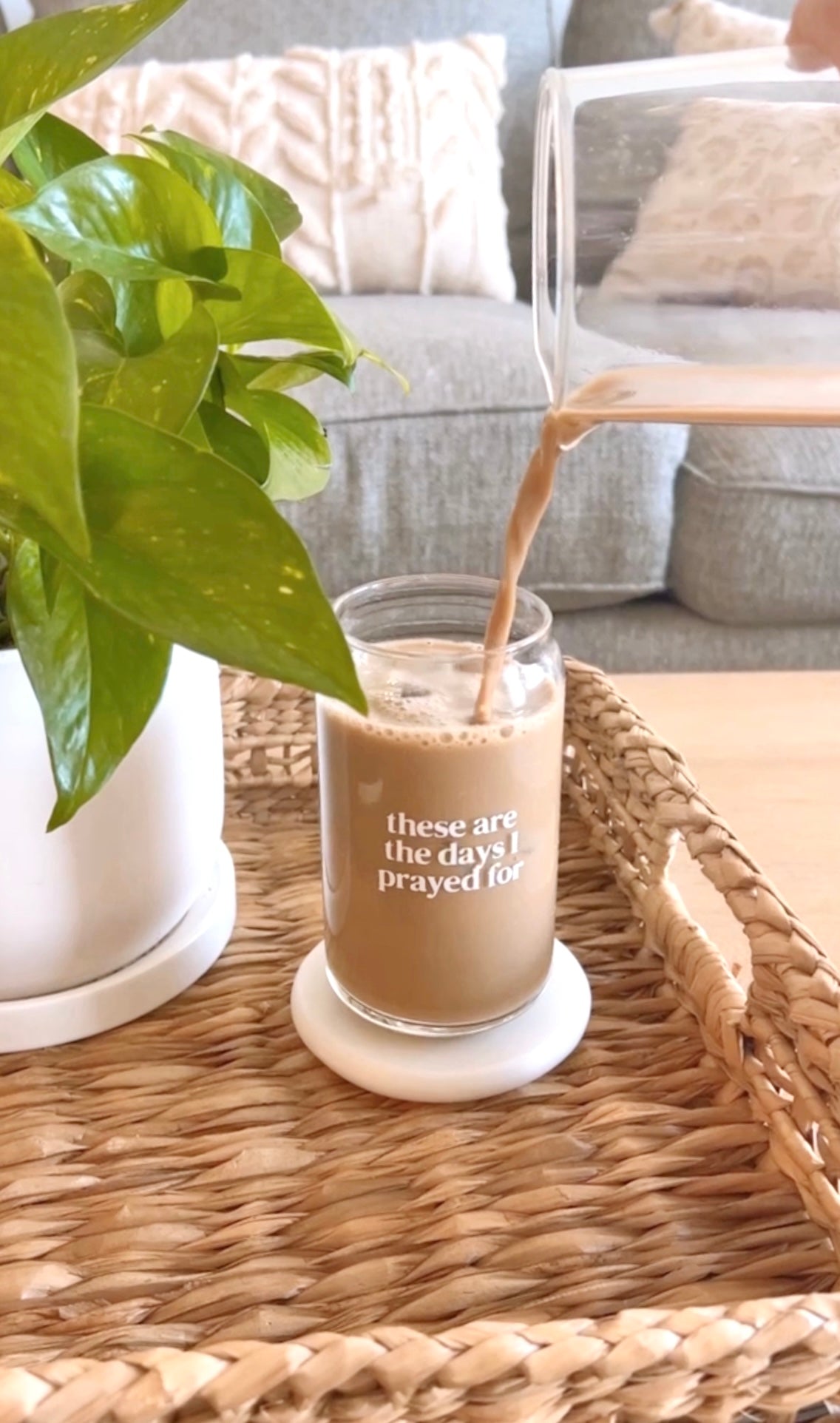 These Are The Days I Prayed For, 16 oz Can Glass Tumbler, Iced Coffee Glass, Affirmation Inspired Glassware