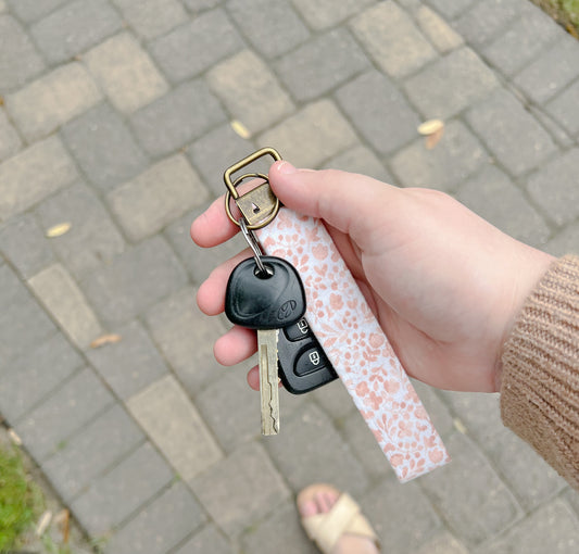 Pink Floral Keychain, Floral-Inspired Keychain