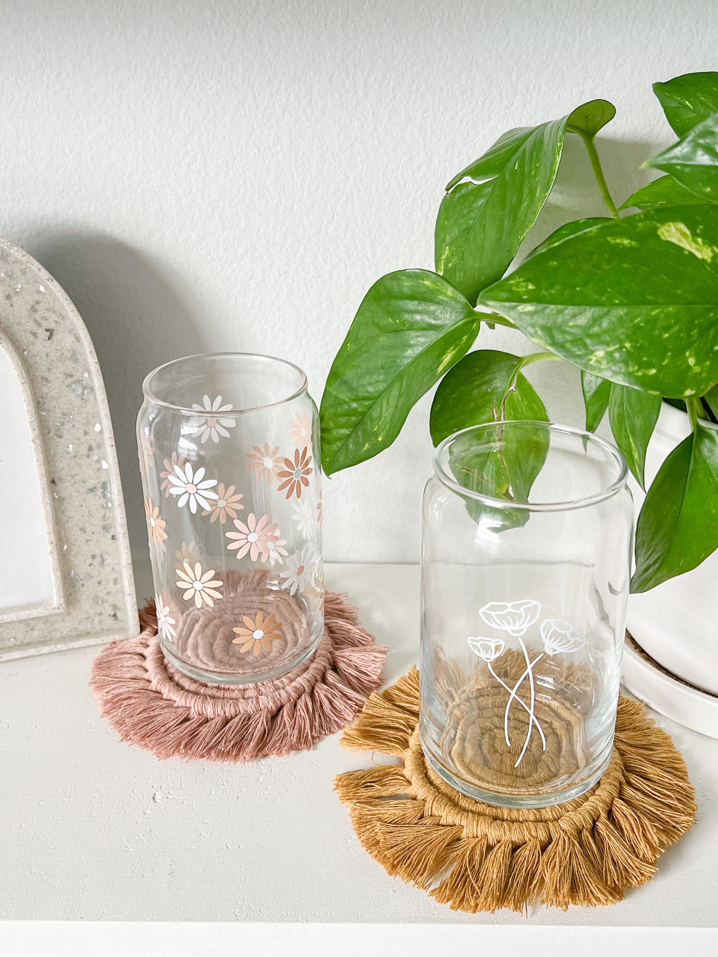 Macrame Coasters, Cute coasters, desk accessories